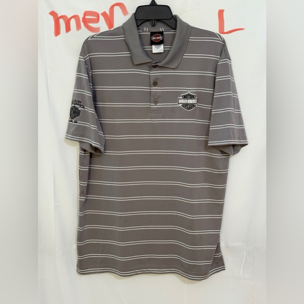 Harley-Davidson Gray Polo Shirt with Stripes